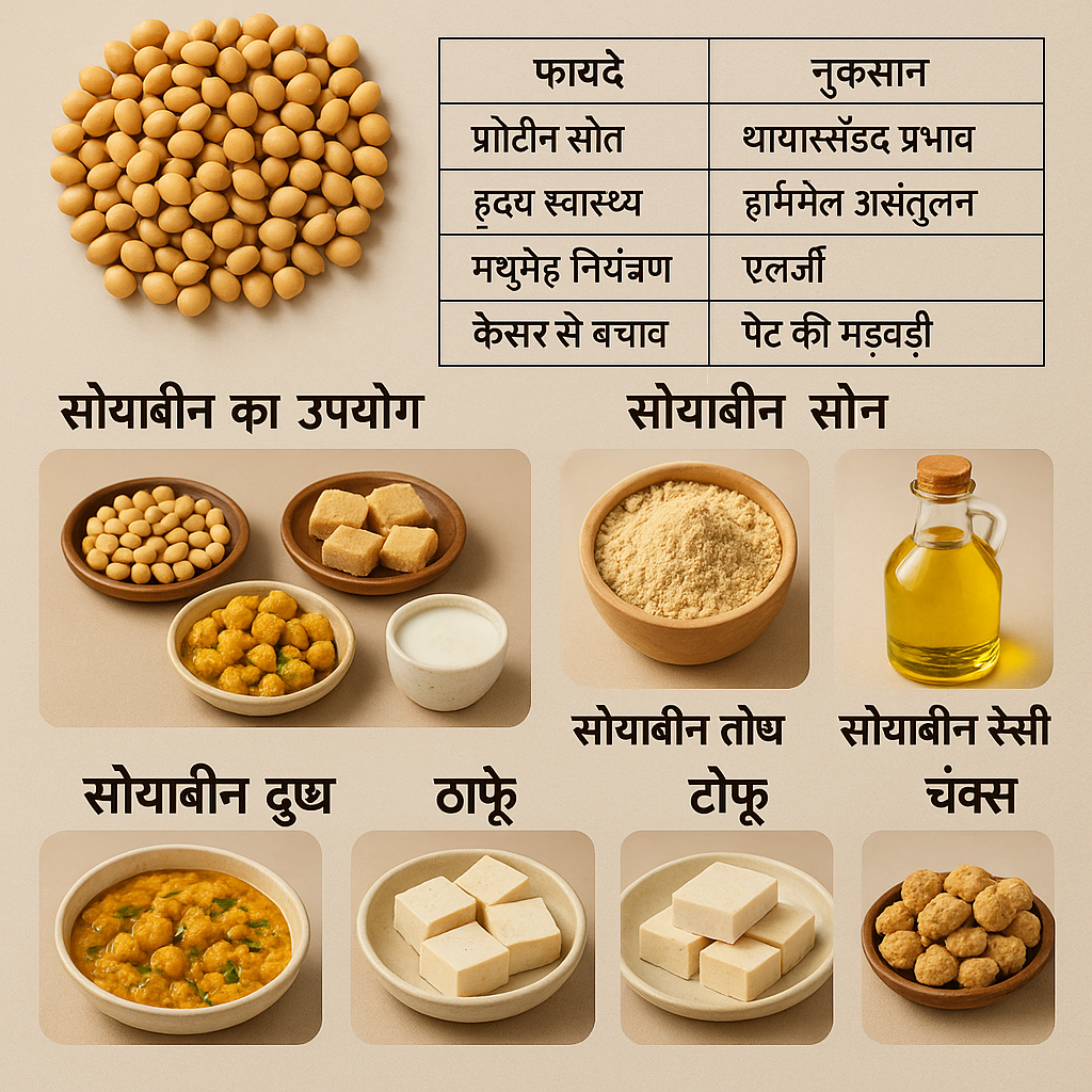 सोयाबीन, Soybean, सोयाबीन के फायदे, Soybean ke fayde, Benefits of soybean,सोयाबीन के नुकसान, (Soybean ke nuksan, Side effects of soybean,सोयाबीन का उपयोग, (Soybean ka upyog, Uses of soybean, सोयाबीन प्रोटीन, Soybean protein, सोयाबीन पोषण, Soybean nutrition, Soybean poshan, सोयाबीन तेल, Soybean oil, Soybean tel,सोयाबीन रेसिपी, Soybean recipe, Soybean se bani dish,सोयाबीन दूध, Soybean milk, Soya doodh, टोफू, Tofu, सोया चंक्स, Soya chunks,