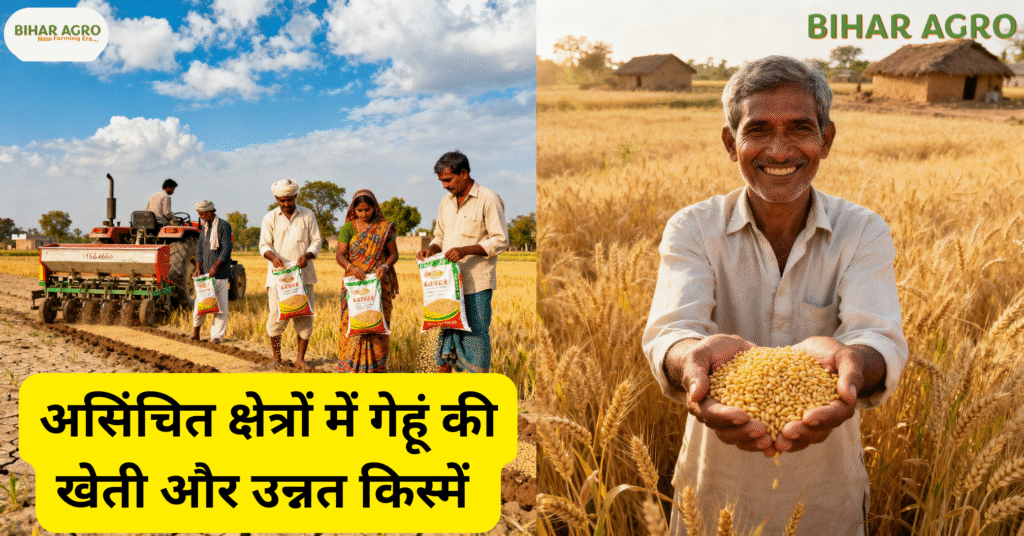 Wheat, गेहूं की असिंचित खेती, बारानी गेहूं की किस्में, drought tolerant wheat varieties, rainfed wheat farming, कम पानी में गेहूं की खेती, गेहूं की नई किस्में, wheat cultivation in India, गेहूं उत्पादन बढ़ाने के तरीके, गेहूं रोग नियंत्रण, wheat farming tips