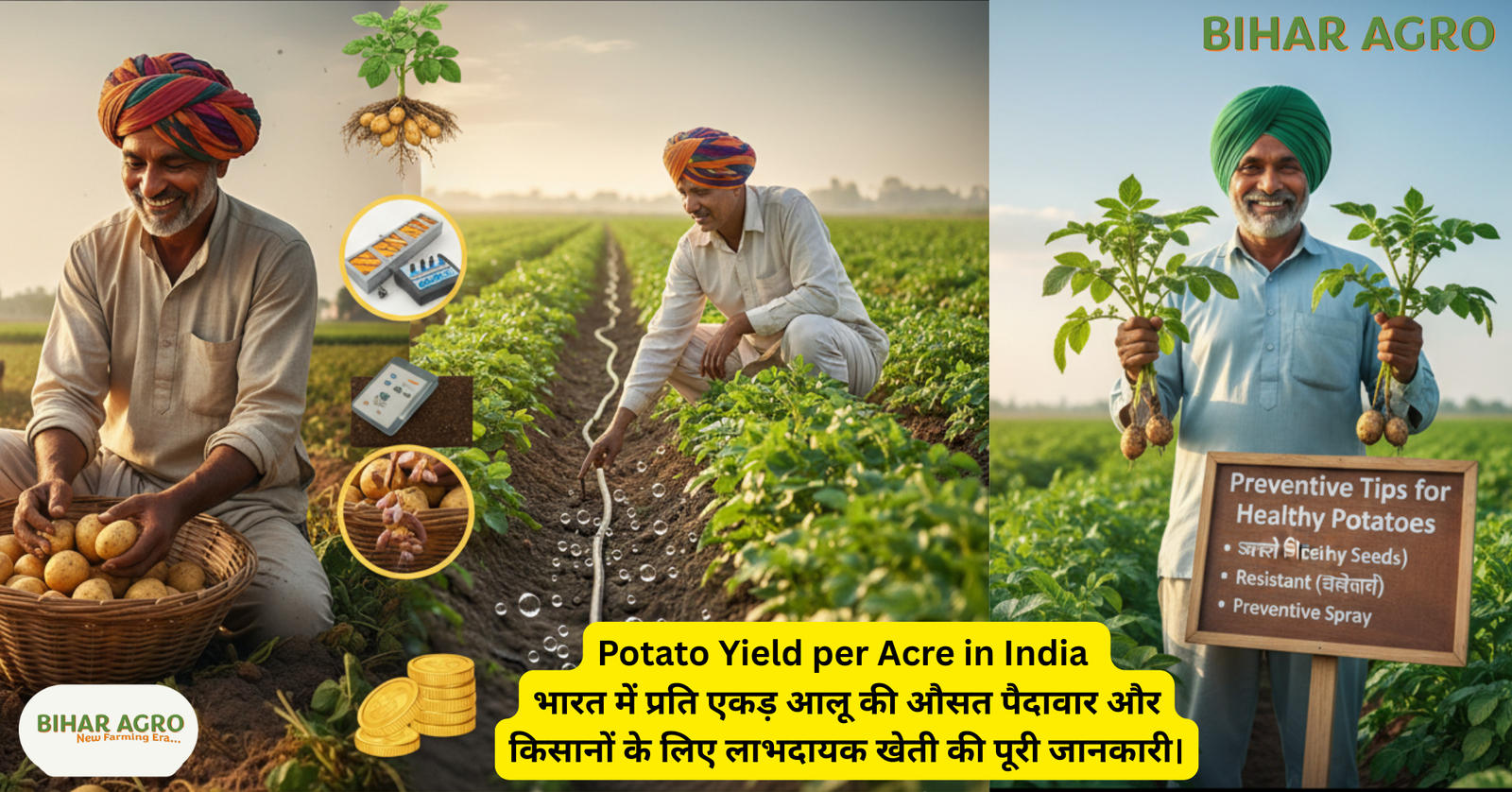 Potato yield per acre in india , potato farming profit, potato yield in India, प्रति एकड़ आलू की पैदावार, high yield potato varieties, potato cultivation in India, potato farming cost and profit, potato production per acre, potato seed rate, best fertilizer for potato,