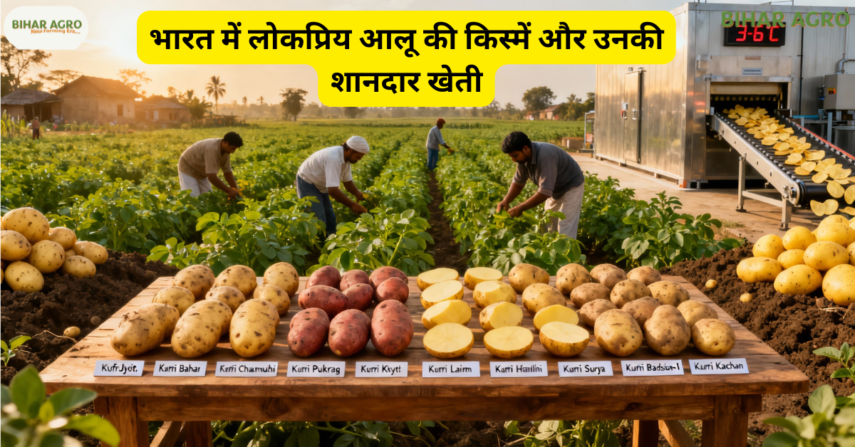 potato varieties in India, आलू की किस्में, best potato variety, improved potato variety, potato farming in India, kufri pukhraj, kufri bahar, lady rosetta, high yield potato, potato chip variety, processing potato, potato research india