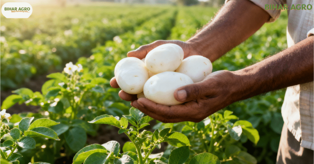 potato varieties in India, आलू की किस्में, best potato variety, improved potato variety, potato farming in India, kufri pukhraj, kufri bahar, lady rosetta, high yield potato, potato chip variety, processing potato, potato research india