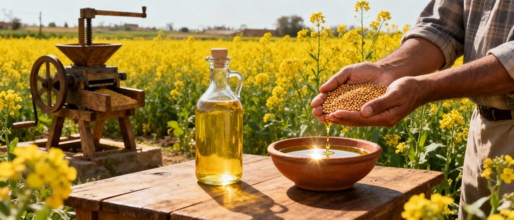 Mustard Oil / सरसों का तेल, Cold-Pressed / Organic Mustard Oil, सरसों तेल शुद्धता (Purity Check), सरसों के तेल के फायदे,