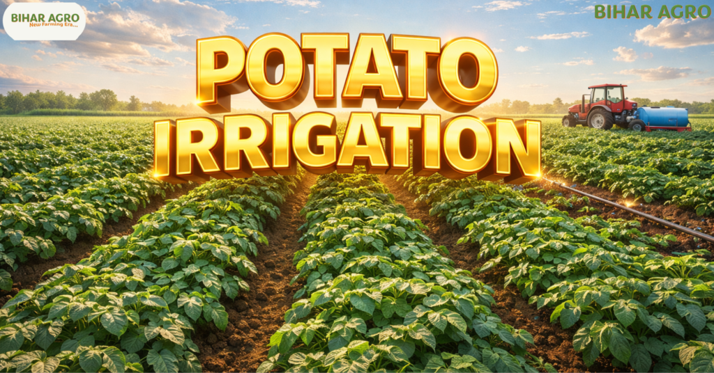आलू की सिंचाई (Potato Irrigation), आलू की खेती, सिंचाई का समय, ड्रिप सिंचाई, आधुनिक खेती, आलू की पैदावार, कंद विकास, खेती के तरीके, Potato Farming Tips, Irrigation Schedule,
