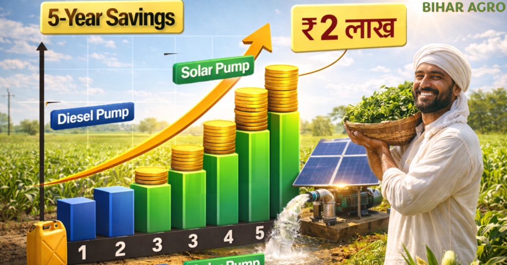 Diesel Pump vs Solar Pump, Solar water pump price, PM-KUSUM yojana, irrigation cost analysis, solar pump subsidy, diesel engine price, farming tips in Hindi, solar pump ROI, water pump for agriculture, kisan yojana, सोलर पंप सब्सिडी, डीजल पंप बनाम सोलर पंप, सिंचाई के साधन,