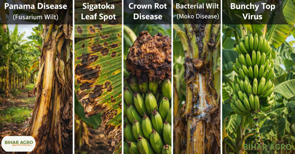 केले के रोग, Banana Diseases, केला खेती रोग, banana farming diseases, panama disease banana,
