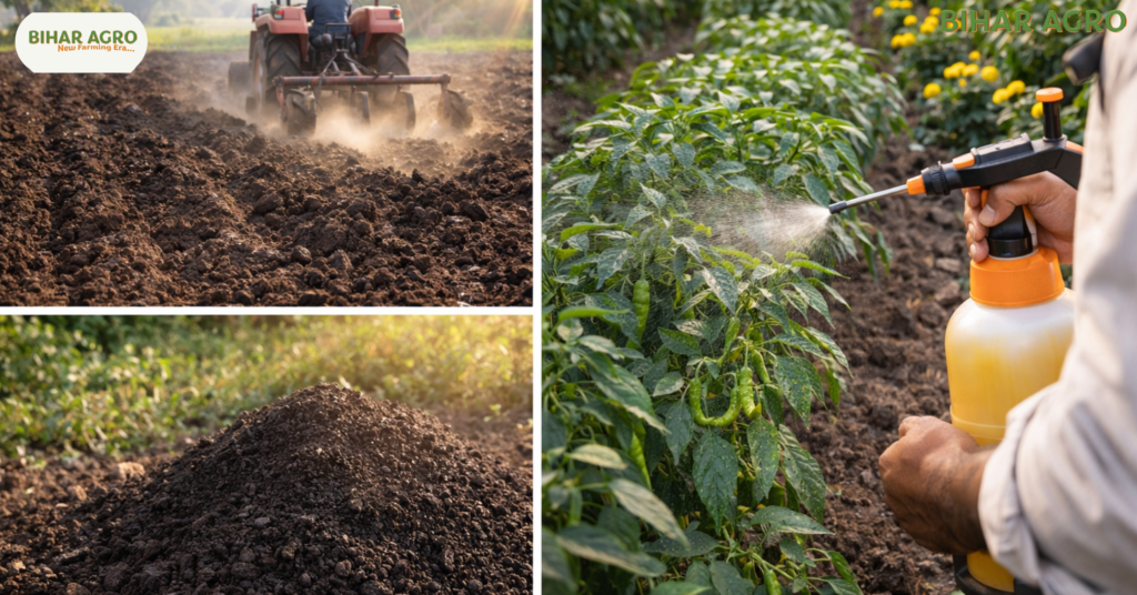 मिर्च की खेती, मिर्च की जैविक खेती, organic chilli farming, chilli cultivation, मिर्च उत्पादन, जैविक कीटनाशक, मिर्च कीट नियंत्रण, sustainable farming,
