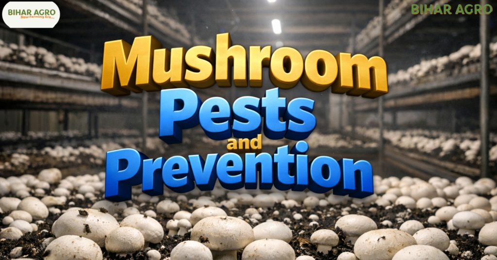 मशरूम के कीट और रोकथाम, Mushroom Pests and Prevention, मशरूम की खेती, मशरूम के रोग, सियारिड मक्खी नियंत्रण, Mushroom Farming Tips in Hindi, Bihar Agro Mushroom, जैविक कीटनाशक, Mushroom Diseases, Mushroom Pest Control,