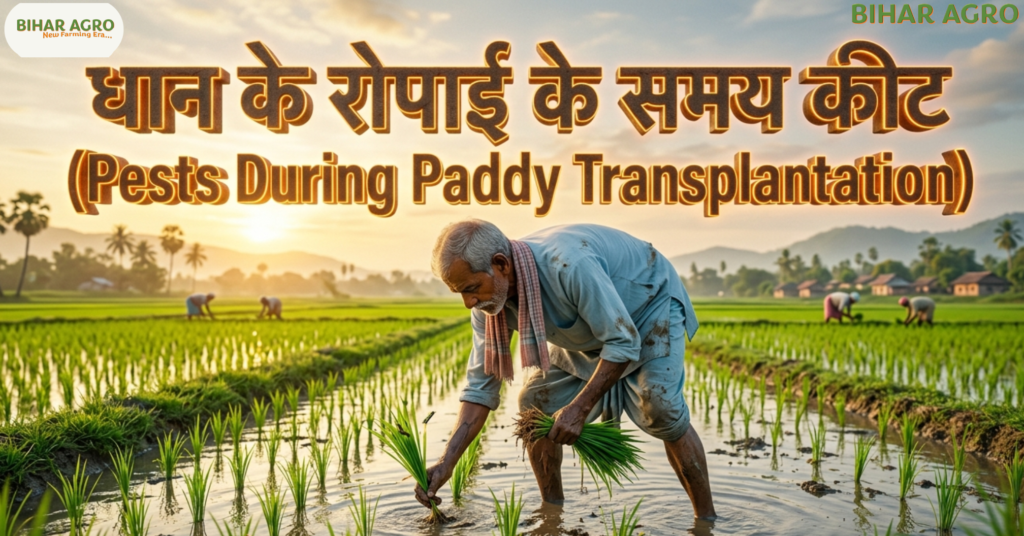धान के रोपाई के समय कीट, Pests During Paddy Transplantation, धान की खेती 2026, paddy pests control, agriculture bihar, bihar agro, धान में लगने वाले रोग, DSR farming tips, paddy pests control, rice pest management, stem borer control, leaf folder treatment,