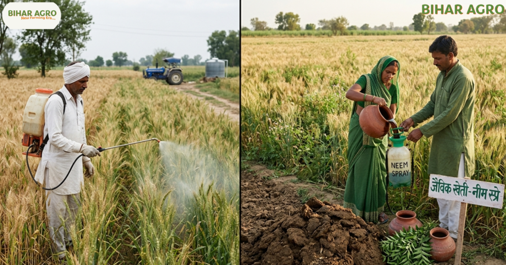 Wheat Crops Lodge Due to Strong Winds, अगर तेज़ हवाओं के कारण गेहूँ की फ़सलें गिर जाएँ (लेट जाएँ), तो क्या करें, wheat lodging solution, गेहूँ गिरने का उपाय, wheat crop management, organic wheat farming, chemical wheat treatment,