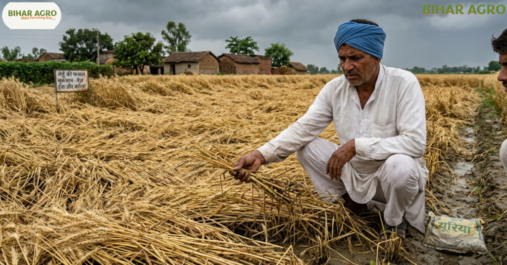 Wheat Crops Lodge Due to Strong Winds, अगर तेज़ हवाओं के कारण गेहूँ की फ़सलें गिर जाएँ (लेट जाएँ), तो क्या करें, wheat lodging solution, गेहूँ गिरने का उपाय, wheat crop management, organic wheat farming, chemical wheat treatment,