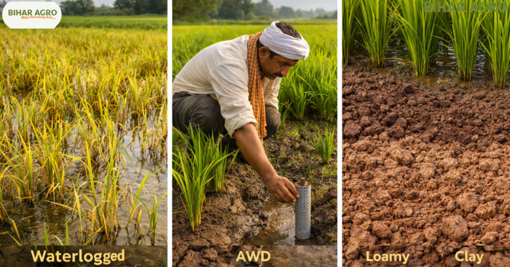 धान की खेती में कितना पानी दें, How much water is required for paddy cultivation, धान की सिंचाई, paddy water management, rice farming tips, Bihar Agro, agriculture subsidies, PM-KUSUM, SRI method, धान की खेती में कितना पानी दें, paddy water requirement, rice irrigation, धान सिंचाई, paddy farming water, धान की खेती, पानी प्रबंधन, rice farming, irrigation tips, किसान टिप्स,