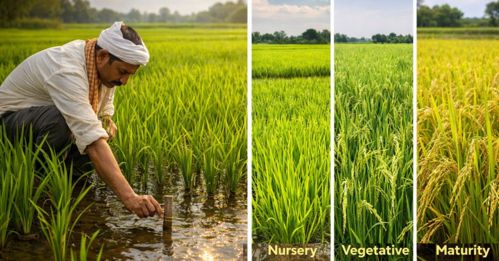 धान की खेती में कितना पानी दें, How much water is required for paddy cultivation, धान की सिंचाई, paddy water management, rice farming tips, Bihar Agro, agriculture subsidies, PM-KUSUM, SRI method, धान की खेती में कितना पानी दें, paddy water requirement, rice irrigation, धान सिंचाई, paddy farming water, धान की खेती, पानी प्रबंधन, rice farming, irrigation tips, किसान टिप्स,