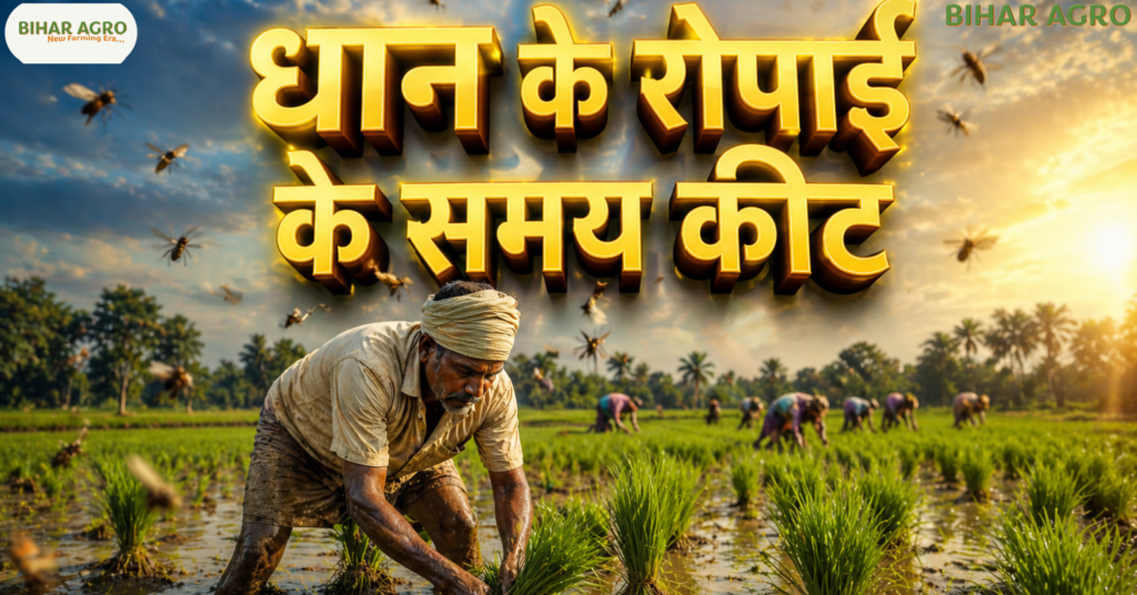 धान के रोपाई के समय कीट, Pests During Paddy Transplantation, धान की खेती 2026, paddy pests control, agriculture bihar, bihar agro, धान में लगने वाले रोग, DSR farming tips, paddy pests control, rice pest management, stem borer control, leaf folder treatment,
