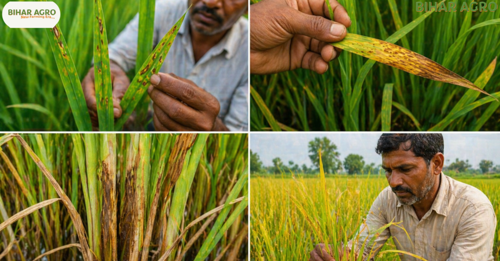 धान के रोपाई के समय लगने वाले रोग, rice transplanting diseases, धान रोग पहचान, धान की बीमारी, धान रोग, rice disease, blast disease, paddy farming, khaira disease, sheath blight, धान के रोपाई के समय लगने वाले रोग, Paddy plantation diseases, Rice blast, Khaira disease control, Bihar Agro, Crop protection tips, धान की खेती, रोपाई के रोग, कृषि तकनीक, बिहार एग्रो, Kisan Seva, Fertilizer Management, Rice Transplanting Diseases Guide,