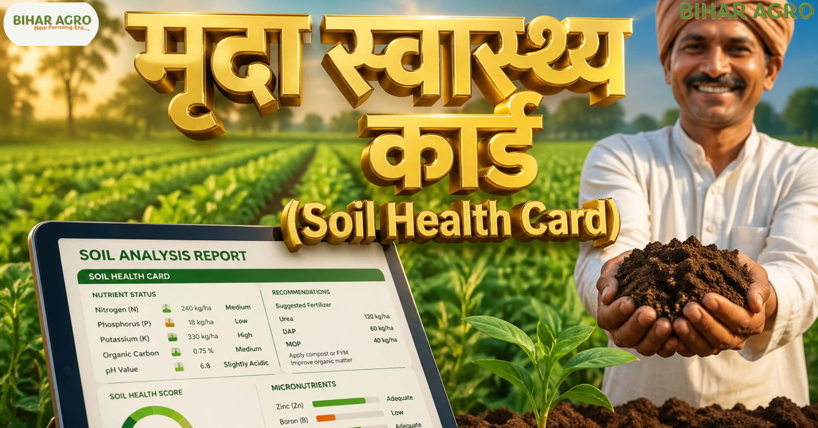 मृदा स्वास्थ्य कार्ड, Soil Health Card, soil testing, fertilizer management, farming India, agriculture scheme, soil nutrients, organic farming, crop yield, Soil Health Card Scheme, मिट्टी की जांच, किसान योजना 2026, Soil Testing India, Agriculture Subsidy, Fertilizer Management, Bihar Agro, मृदा परीक्षण लैब,