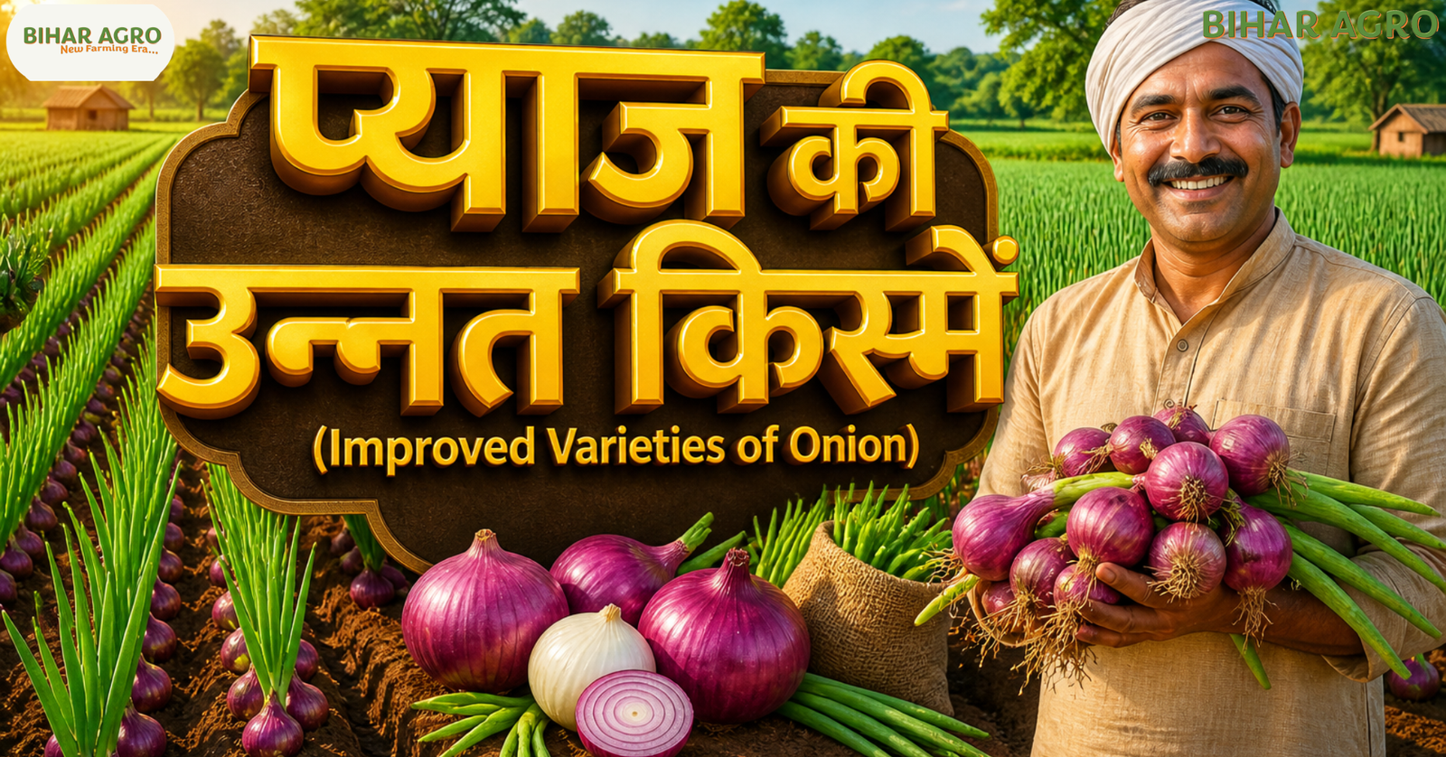 प्याज की उन्नत किस्में, Improved Varieties of Onion, onion farming India, high yield onion varieties, onion seeds India, Onion farming profit per acre, high yield onion varieties, commercial onion cultivation, onion seed price India, Agriculture business ideas India, खरीफ प्याज, रबी प्याज, खेती की तकनीक, Bihar Agro, Onion farming guide,