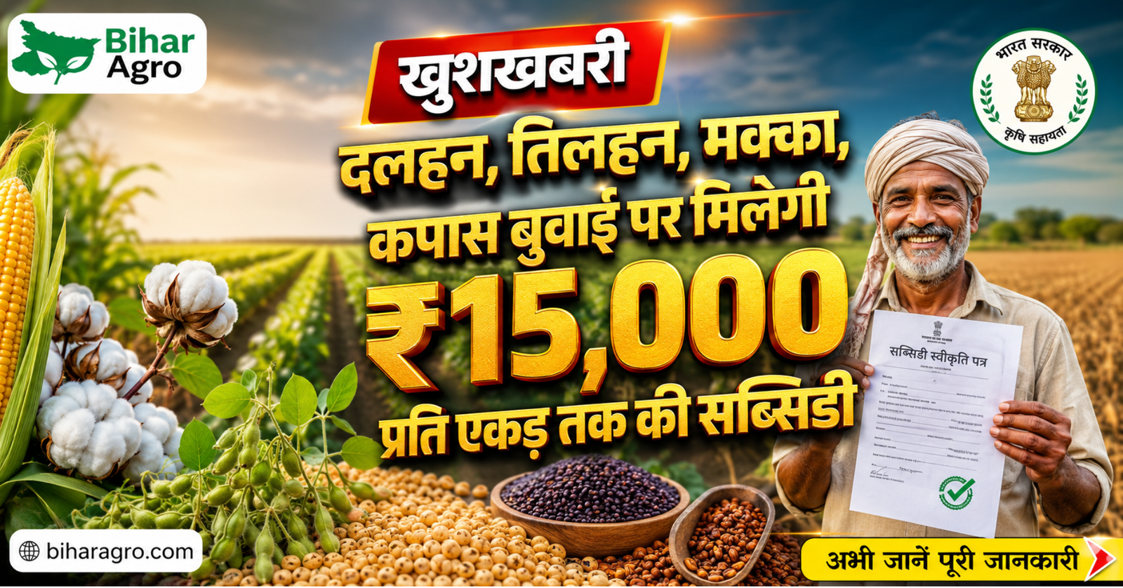 15000 प्रति एकड़ सहायता योजना, किसानों को 15000 रुपये प्रति एकड़, किसान सब्सिडी योजना, फसल विविधीकरण योजना, किसान सहायता योजना, कृषि अनुदान, किसान सरकारी योजना, किसान लाभ योजना, crop diversification subsidy, farmer subsidy scheme, 15000 Per Acre Subsidy, 15000 प्रति एकड़ सब्सिडी,