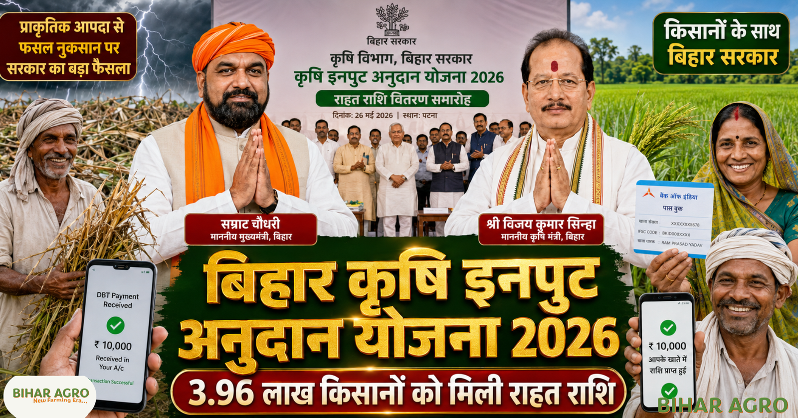 bihar agriculture news, Bihar Krishi Input Anudan List, crop damage compensation, Crop Loss Compensation, Kisan News Bihar, Krishi Input Anudan Yojana Bihar, Krishi Input Subsidy, Sarkari Yojana Bihar, ओलावृष्टि फसल क्षति सहायता, कृषि इनपुट अनुदान योजना, कृषि इनपुट सब्सिडी, प्राकृतिक आपदा मुआवजा, फसल क्षति का मुआवजा, फसल नुकसान का मुआवजा, फसल नुकसान मुआवजा बिहार, बिहार किसान योजना, बिहार किसान समाचार, मुख्यमंत्री सम्राट चौधरी, Bihar Krishi Input Anudan Yojana 2026, बिहार कृषि इनपुट सब्सिडी योजना 2026,