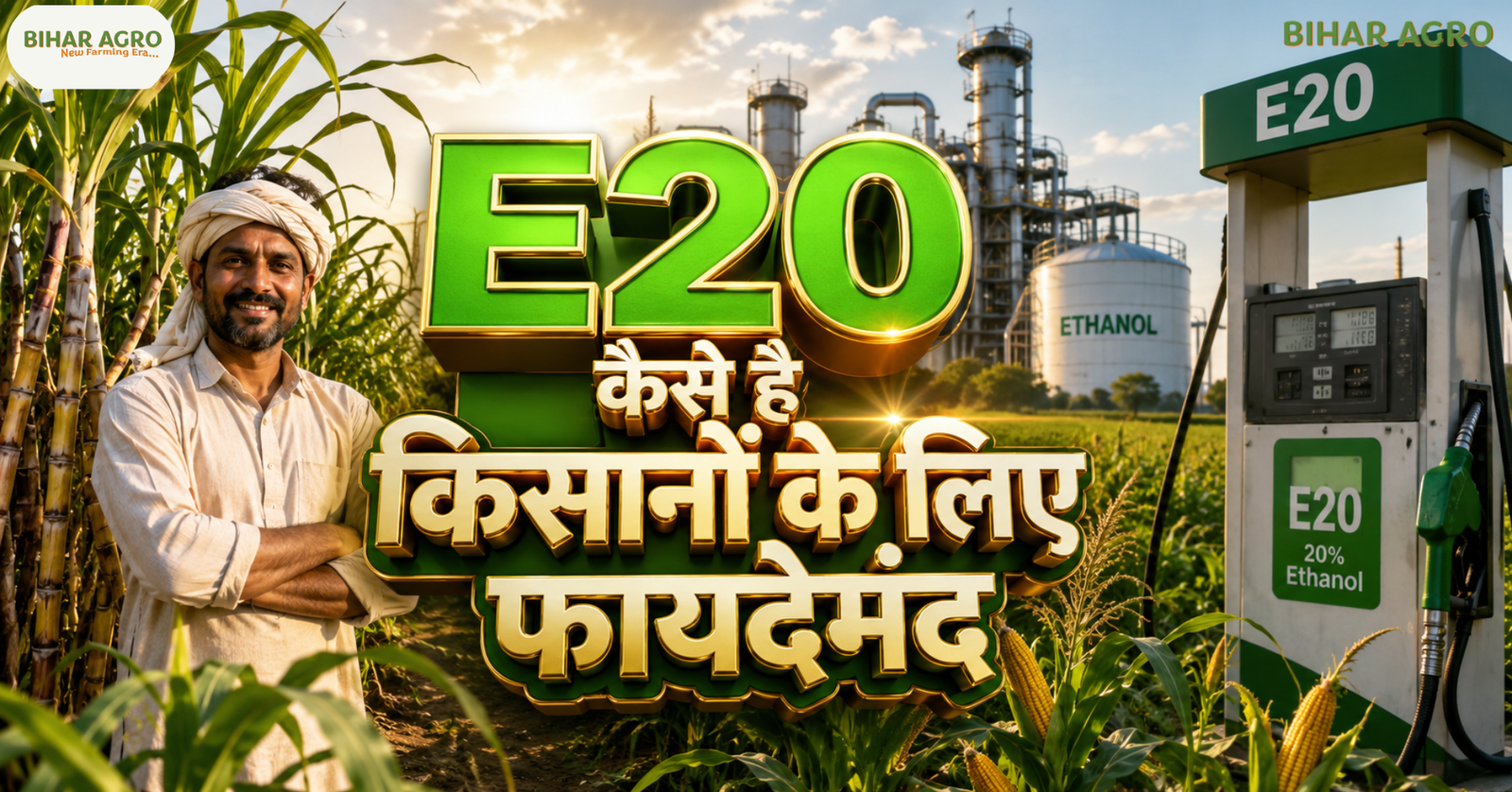e20 कैसे है किसानों के लिए फायदेमंद, E20 Fuel, Ethanol Blending, किसानों की आय, मक्का खेती, गन्ना खेती, एथेनॉल उत्पादन, भारत में E20, E20 Beneficial for Farmers,