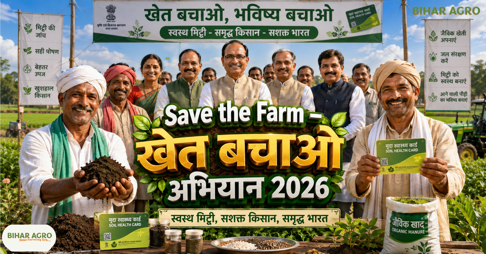 Save the Farm, Save the Farm Campaign, Khet Bachao Abhiyan 2026, खेत बचाओ अभियान, Save the Farm India, खेत बचाओ अभियान 2026, Soil Health Campaign India, Soil Health Card Scheme, Sustainable Farming in India, Healthy Soil Healthy Farmer, कृषि योजनाएं 2026, किसानों के लिए सरकारी योजना, मिट्टी की सेहत सुधारने के उपाय,