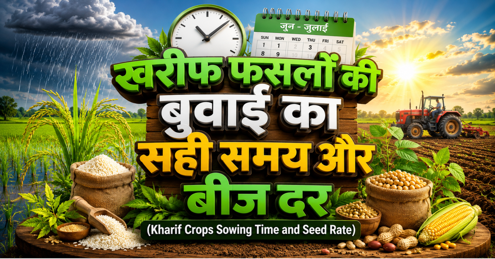 Kharif Crops Sowing Time and Seed Rate, खरीफ फसलों की बुवाई का सही समय और बीज दर, खरीफ फसलों की बुवाई का सही समय, Kharif Crops Sowing Time, खरीफ फसलों की बीज दर, Kharif Seed Rate, धान की बीज दर, Rice Seed Rate per Hectare, मक्का की बीज दर, Maize Seed Rate, सोयाबीन बीज दर, Soybean Seed Rate, मूंगफली बीज दर, Groundnut Seed Rate, खरीफ फसल बुवाई गाइड, खरीफ खेती 2026, मानसून में बुवाई, धान की रोपाई का समय, खरीफ फसल उत्पादन, कृषि सलाह किसानों के लिए, प्रमाणित बीज का उपयोग, Seed Treatment in Agriculture, Kharif Farming Tips, खरीफ सीजन खेती,