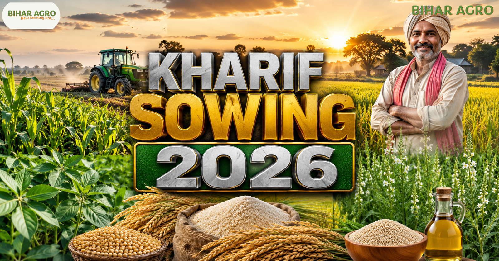 Kharif Sowing 2026, Kharif Crops 2026, Kharif Farming 2026, Profitable Crops 2026, Kharif Season Farming, Maize Farming 2026, Soybean Farming 2026, Sesame Farming 2026, Paddy Farming 2026, Farmer Profit Crops, Kharif Sowing 2026, खरीफ सीजन 2026, धान की खेती, मक्का की खेती, सोयाबीन खेती, तिल की खेती, अरहर खेती, मूंग खेती, किसान समाचार, कृषि समाचार, खेती से कमाई, profitable crops, agriculture news,