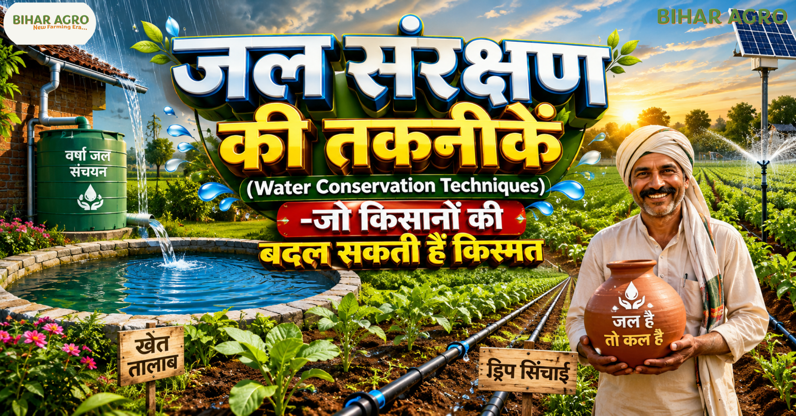 Water Conservation Techniques, जल संरक्षण की तकनीकें, पानी बचाने के तरीके, जल संरक्षण उपाय, खेती में पानी की बचत, ड्रिप सिंचाई, वर्षा जल संचयन, जल संरक्षण, Water Conservation, Rainwater Harvesting, Drip Irrigation, Sprinkler Irrigation, Farm Pond, Water Saving in Agriculture, Sustainable Farming, Agriculture Technology,