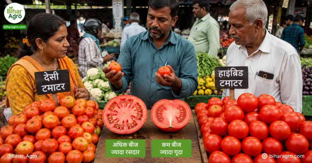 Desi and hybrid tomatoes, Desi tomato vs hybrid tomato, Difference between desi and hybrid tomatoes, Desi tomato identification, Hybrid tomato identification, Desi tomato benefits, Hybrid tomato benefits, Tomato varieties in India, Desi tomato nutrition, Hybrid tomato characteristics, How to identify desi tomatoes, Which tomato is better desi or hybrid, Tomato buying guide, Organic tomatoes vs hybrid tomatoes, Best tomatoes for cooking, देसी और हाइब्रिड टमाटर, देसी टमाटर बनाम हाइब्रिड टमाटर, देसी और हाइब्रिड टमाटर में अंतर, देसी टमाटर की पहचान, हाइब्रिड टमाटर की पहचान, देसी टमाटर के फायदे, हाइब्रिड टमाटर के फायदे, भारत में टमाटर की किस्में, देसी टमाटर के पोषक तत्व, हाइब्रिड टमाटर की खासियतें, देसी टमाटर की पहचान कैसे करें, कौन सा टमाटर बेहतर है - देसी या हाइब्रिड, टमाटर खरीदने की गाइड, ऑर्गेनिक टमाटर बनाम हाइब्रिड टमाटर, खाना पकाने के लिए सबसे अच्छे टमाटर,