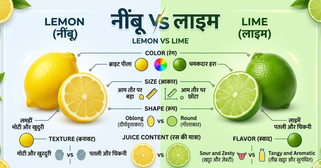 नींबू और लाइम में क्या अंतर है, Lemon vs Lime Difference, नींबू और लाइम का अंतर, Lemon Benefits, Lime Benefits, Citrus Fruits, Lemon Farming, Lime Farming, Vitamin C Fruits,