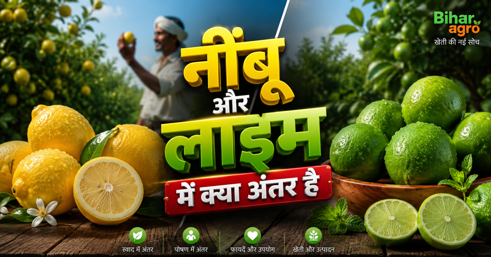 नींबू और लाइम में क्या अंतर है, Lemon vs Lime Difference, नींबू और लाइम का अंतर, Lemon Benefits, Lime Benefits, Citrus Fruits, Lemon Farming, Lime Farming, Vitamin C Fruits,