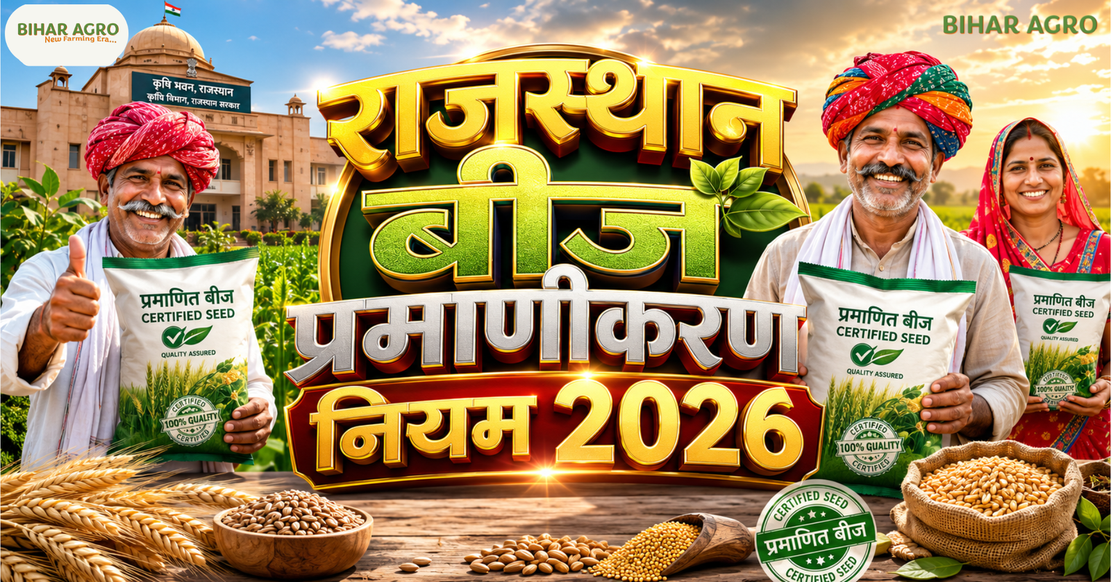 Rajasthan beej pramanikaran niyam 2026, राजस्थान बीज प्रमाणीकरण नियम 2026, बीज प्रमाणीकरण, प्रमाणित बीज, Grow Out Test, Seed Certification Rajasthan, बीज उत्पादक किसान, राजस्थान कृषि समाचार, Rajasthan Seed Certification Rules 2026,