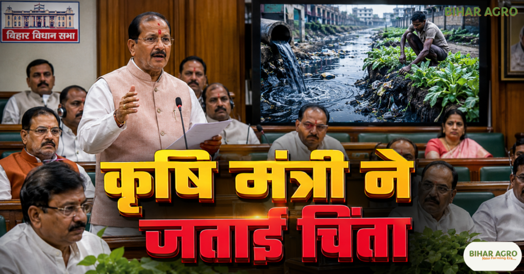 बिहार में प्रदूषित नाले के पानी से सब्जी की खेती, Bihar polluted drain water vegetables, विजय कुमार सिन्हा, Bihar Agriculture Minister Vijay Kumar Sinha, बिहार विधानसभा, प्रदूषित पानी से सब्जियां, जैविक खेती, बिहार कृषि मंत्री, सब्जियों की वैज्ञानिक जांच, मृदा परीक्षण प्रयोगशाला, बिहार कृषि समाचार, बिहार किसानों की खबर, दूषित पानी से खेती, Food Safety Bihar, Organic Farming Bihar, Bihar Agriculture News,