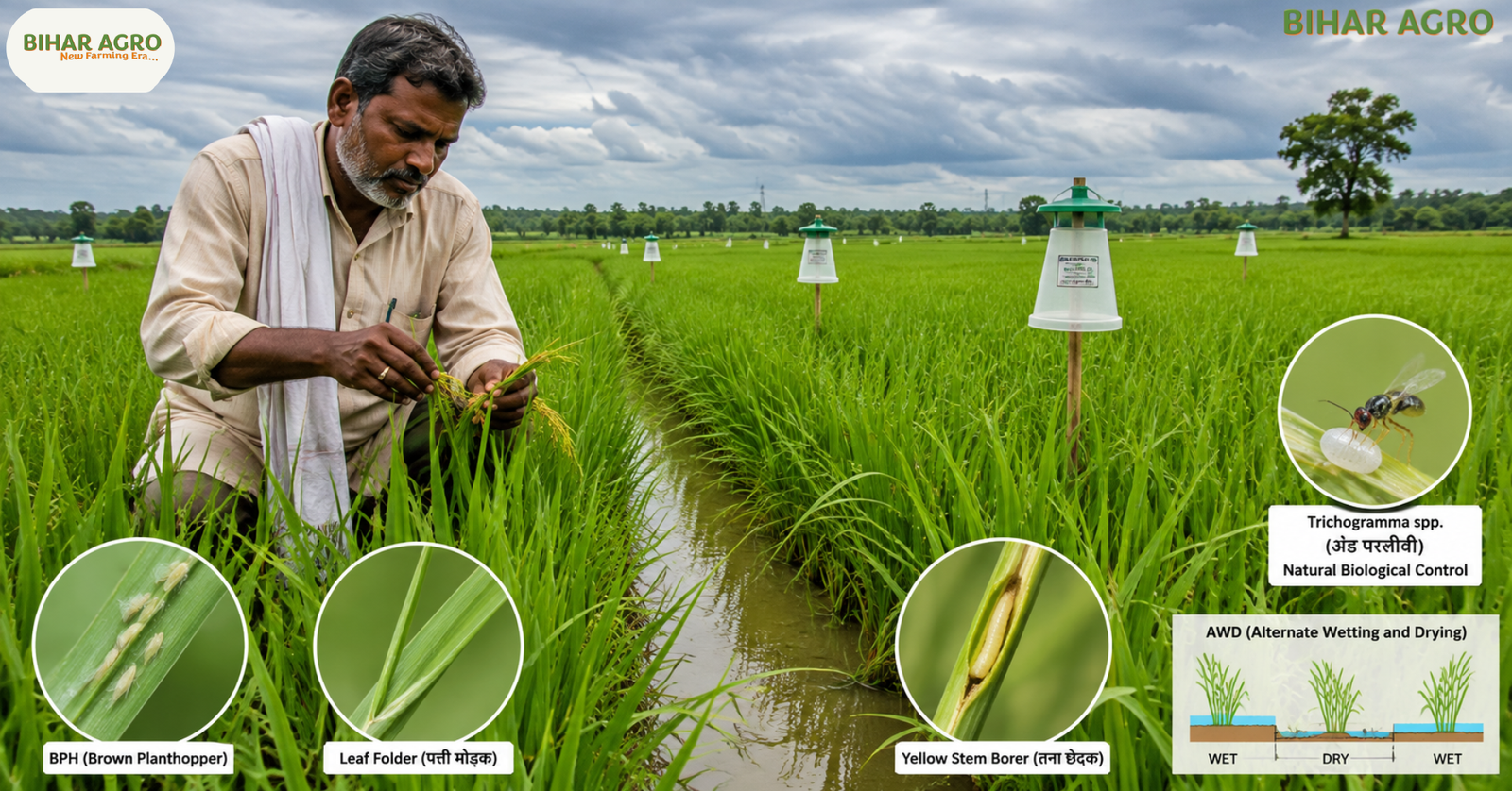 BPH in Paddy, Brown Plant Hopper, Rice Leaf Folder, Yellow Stem Borer, Paddy Pest Management, Rice Pest Management, ICAR Advisory, CRRI Cuttack, धान कीट नियंत्रण, धान में कीट प्रबंधन, धान की फसल, AWD तकनीक, Trichogramma, Pheromone Trap, Kharif Paddy 2026, BPH leaf folder and yellow stem borer in Paddy, BPH in Paddy, Brown Planthopper in Rice, rice leaf folder management, yellow stem borer in rice, धान में BPH, धान में लीफ फोल्डर, धान में तना छेदक कीट, Paddy Pest Management, Rice Pest Management, ICAR rice advisory, CRRI rice advisory,