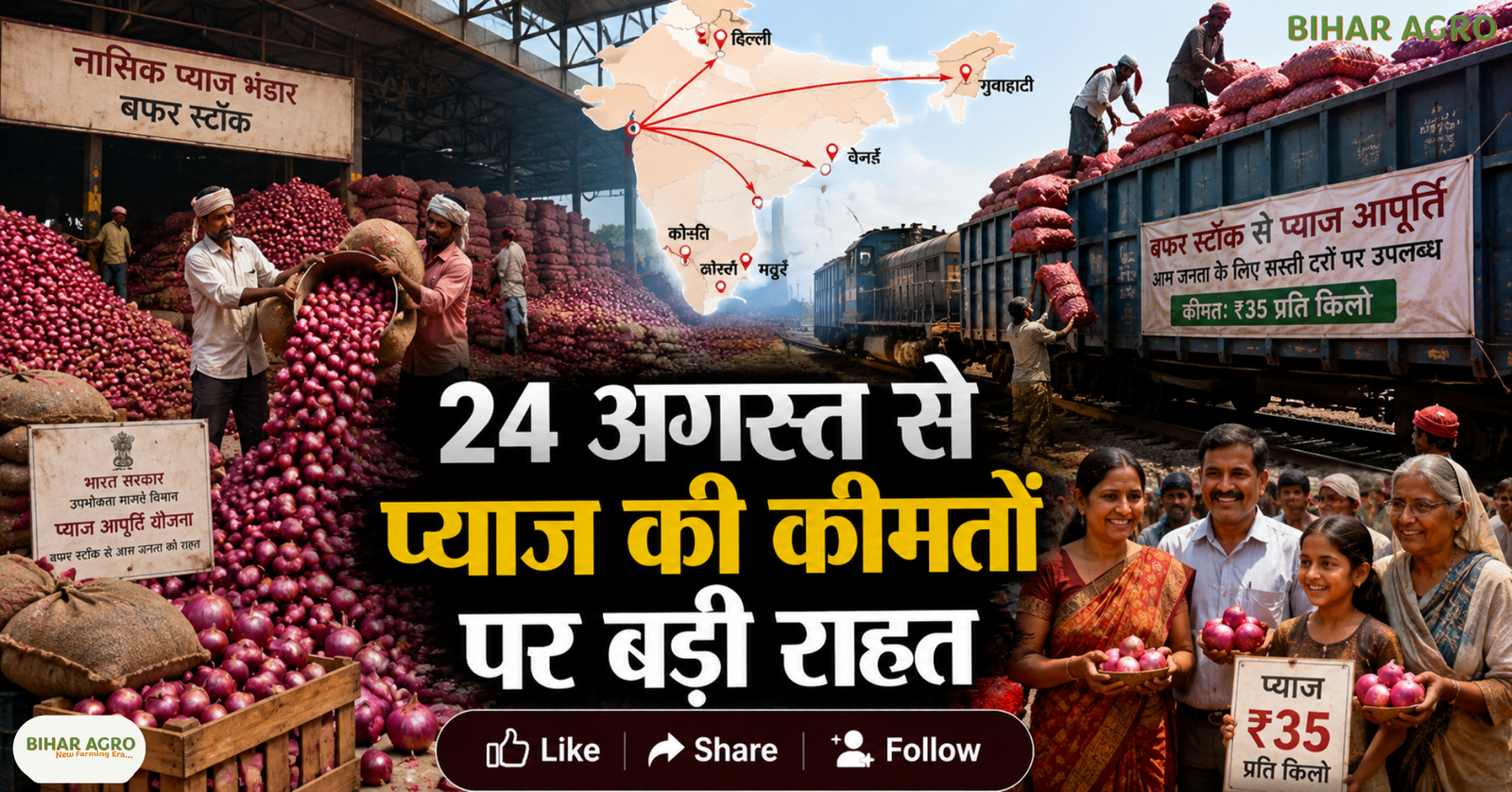 Onion Price Hike Relief 24 Aug 2026, प्याज की कीमत, प्याज बफर स्टॉक, प्याज के दाम, कांदा एक्सप्रेस, onion price, प्याज महंगाई, onion buffer stock, कृषि समाचार, किसान समाचार