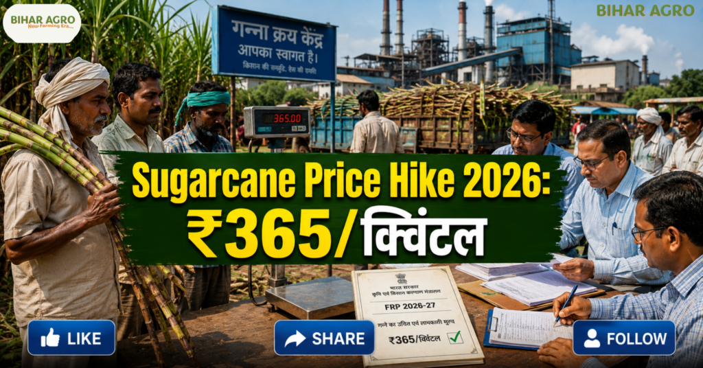 Sugarcane Price Hike 2026, Sugarcane FRP 2026-27, गन्ना भाव 2026, गन्ना किसानों की खबर, FRP 365 रुपये, Sugarcane Farmers, गन्ने का नया रेट, Sugar Season 2026-27,