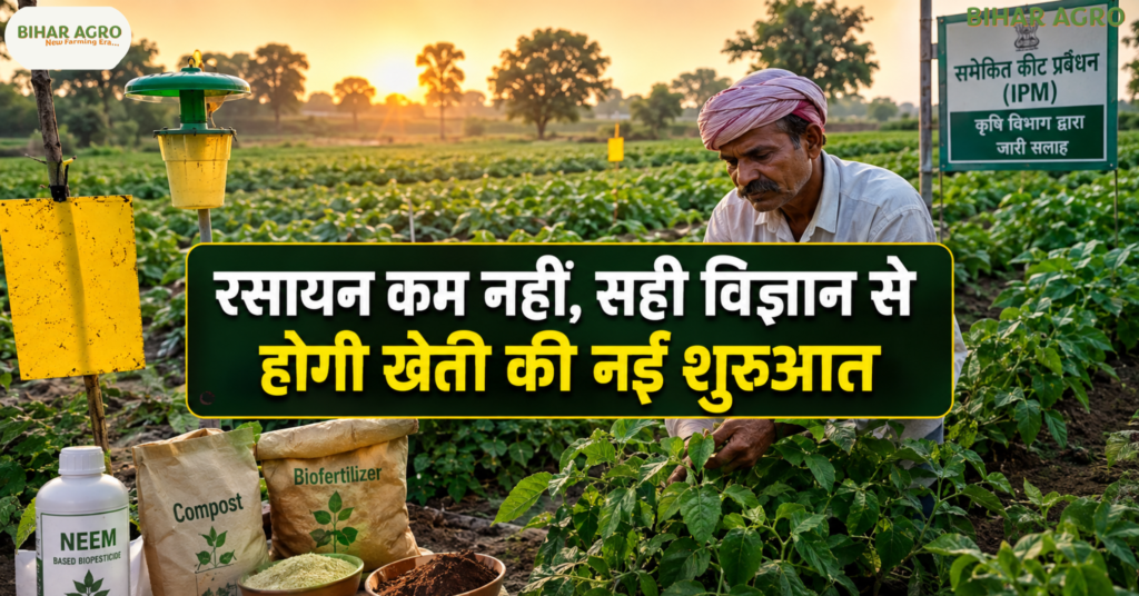 Indian farmers are adopting organic alternatives and biopesticides, जैविक खेती, जैव-कीटनाशक, बायोपेस्टिसाइड, नीम आधारित कीटनाशक, प्राकृतिक खेती, बायो फर्टिलाइजर, ट्राइकोडर्मा, ब्यूवेरिया बैसियाना, मेटाराइजियम, IPM, Organic Farming India, Sustainable Agriculture, Indian Farmers, जैविक कृषि,
