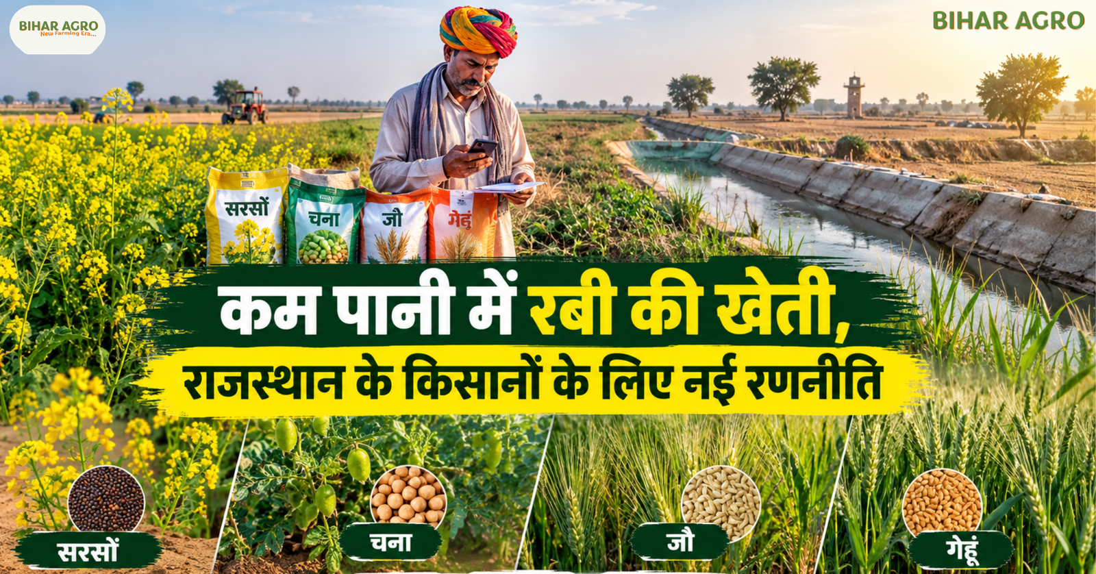 Monsoon Rabi Season Irrigation Crisis Rajasthan Farmers, Rabi Season Irrigation Crisis Rajasthan-Farmers 2026, Rajasthan Rabi 2026, रबी फसल, कम पानी में खेती, सरसों की किस्म, चना की किस्म, जौ की खेती, गेहूं की किस्म, श्रीगंगानगर कृषि, फसल विविधीकरण, सिंचाई संकट, किसान सलाह, Rajasthan Rabi Crop 2026, Rajasthan irrigation crisis, कम पानी में रबी फसल, राजस्थान सरसों की किस्म, राजस्थान चना किस्म, DWRB 223 जौ, WH 1402 गेहूं, DBW 296 गेहूं, श्रीगंगानगर रबी फसल,