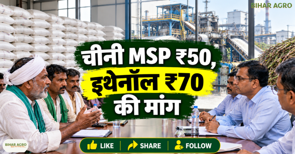 Raju Shetti, Sugarcane Farmers Protest, Sugarcane Price, Maharashtra Farmers News, Sugar Mill Protest, Sugar MSP, Ethanol Price, Ganna Kisan, FRP 2026-27, Swabhimani Shetkari Sanghatana, राजू शेट्टी आंदोलन, गन्ना किसान आंदोलन महाराष्ट्र, गन्ने का भाव 5000 रुपये, चीनी MSP 50 रुपये, इथेनॉल का भाव 70 रुपये, महाराष्ट्र चीनी मिल समाचार, गन्ना FRP 2026-27, स्वाभिमानी शेतकरी संगठन,