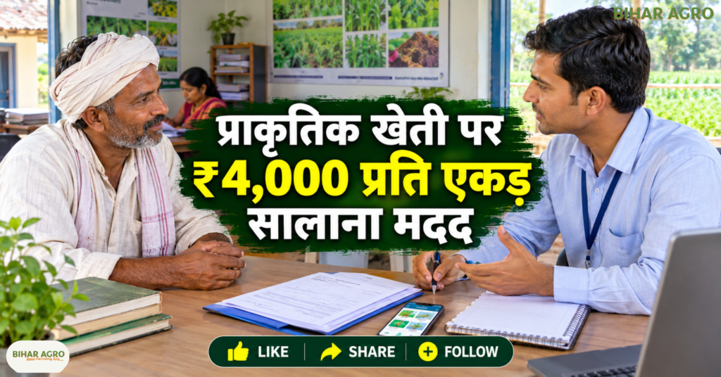 प्राकृतिक खेती, Organic Farming, National Mission on Natural Farming, प्राकृतिक खेती योजना, किसान योजना, ₹4000 प्रति एकड़, सरकारी कृषि योजना, मिट्टी की सेहत, टिकाऊ खेती, बिहार कृषि समाचार, National Mission on Natural Farming, NMNF, प्राकृतिक खेती योजना, प्राकृतिक खेती में सरकारी सहायता, ₹4000 प्रति एकड़ सहायता, Natural Farming Scheme, प्राकृतिक खेती के फायदे, जैविक खेती, किसान सरकारी योजना,