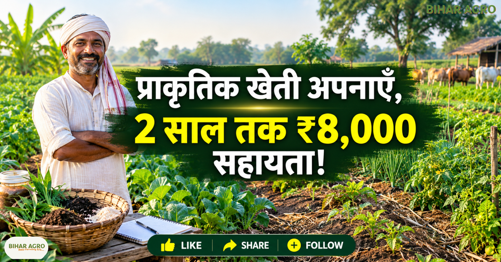 प्राकृतिक खेती, Organic Farming, National Mission on Natural Farming, प्राकृतिक खेती योजना, किसान योजना, ₹4000 प्रति एकड़, सरकारी कृषि योजना, मिट्टी की सेहत, टिकाऊ खेती, बिहार कृषि समाचार, National Mission on Natural Farming, NMNF, प्राकृतिक खेती योजना, प्राकृतिक खेती में सरकारी सहायता, ₹4000 प्रति एकड़ सहायता, Natural Farming Scheme, प्राकृतिक खेती के फायदे, जैविक खेती, किसान सरकारी योजना,
